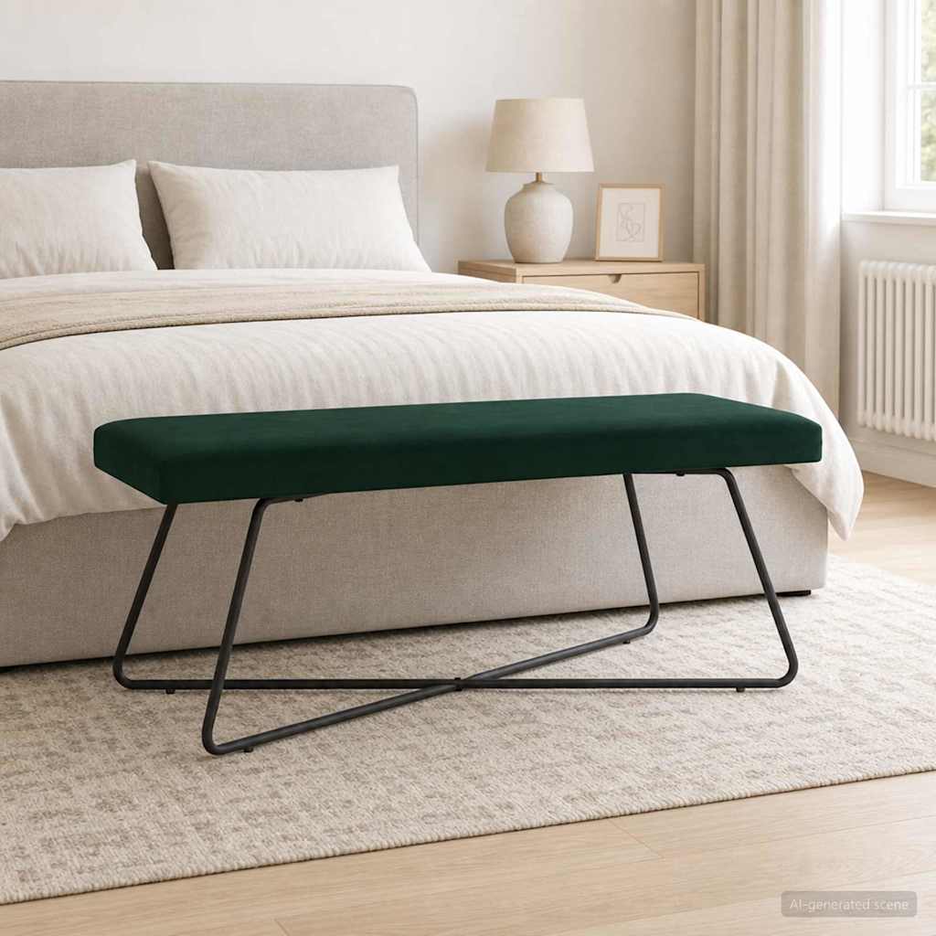 bænk Mørkegrøn 110 x 40 x 45 cm Fløjl