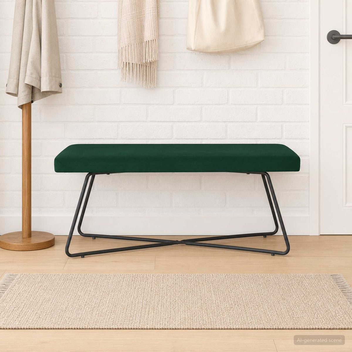 bænk Mørkegrøn 110 x 40 x 45 cm Fløjl
