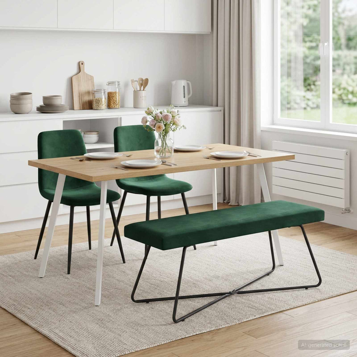 bænk Mørkegrøn 110 x 40 x 45 cm Fløjl