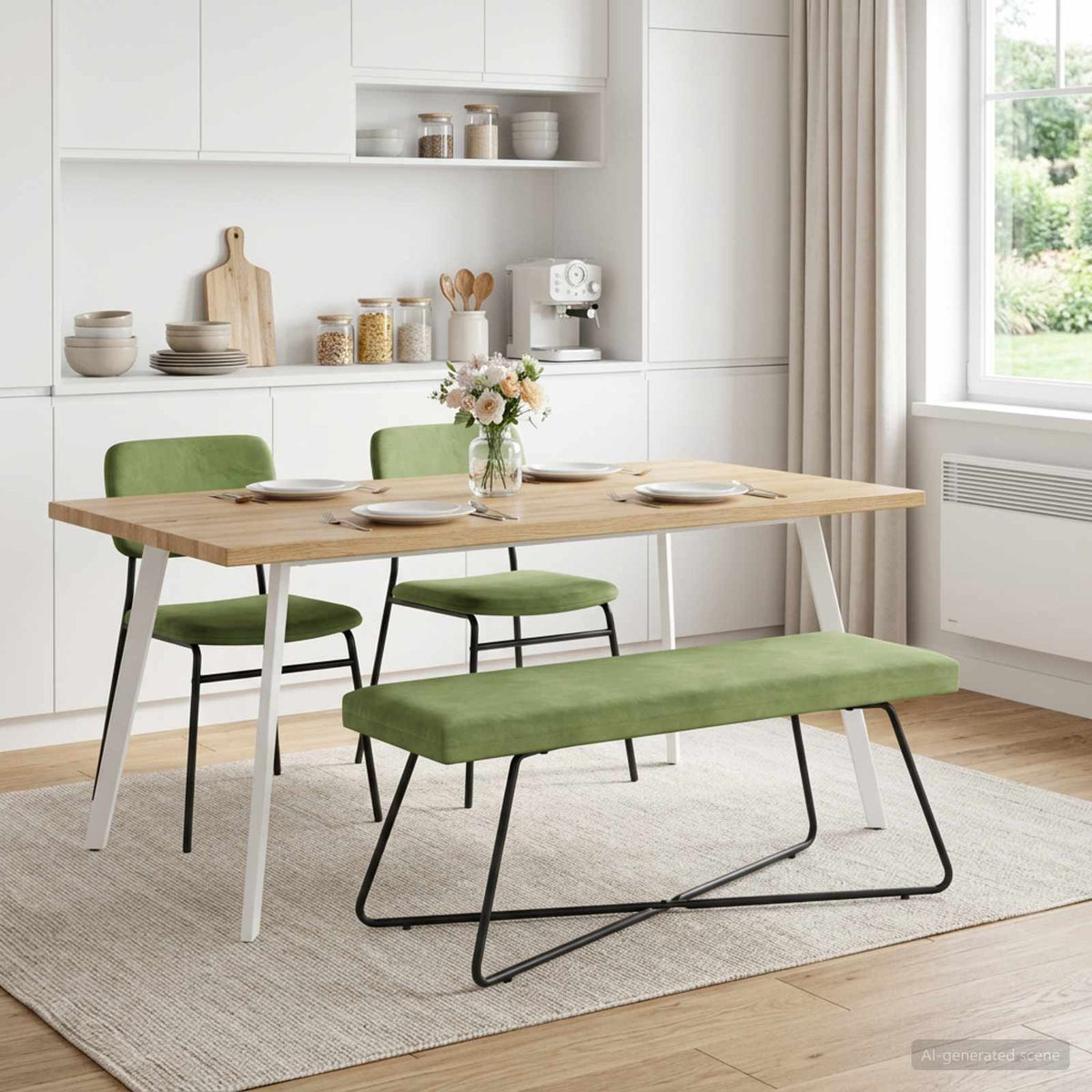 bænk Lys grøn 110 x 40 x 45 cm Fløjl