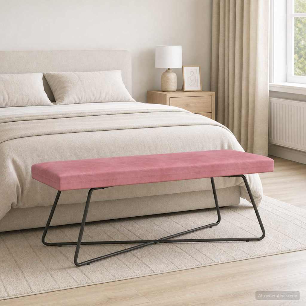 bænk Lyserød 110 x 40 x 45 cm Fløjl