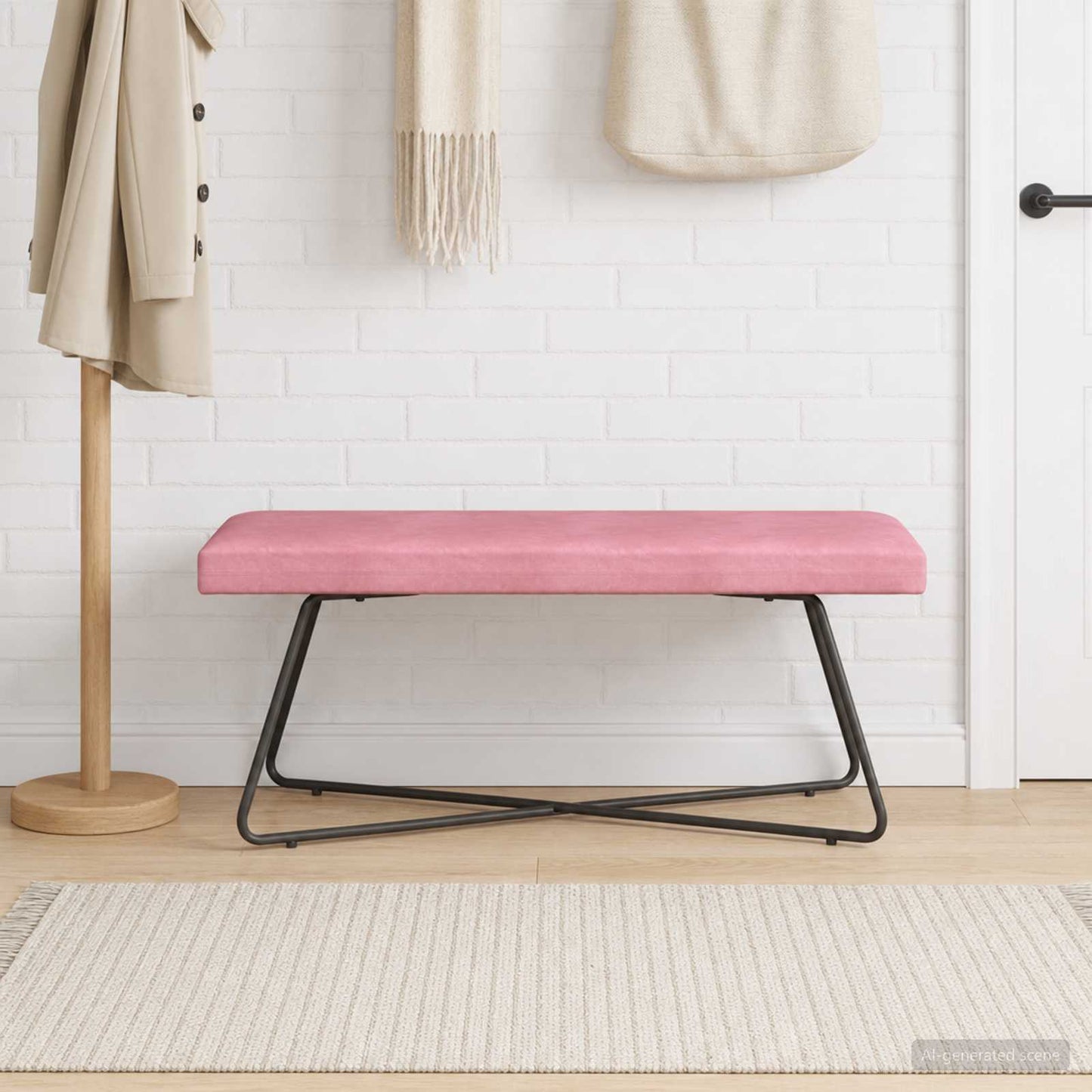 bænk Lyserød 110 x 40 x 45 cm Fløjl