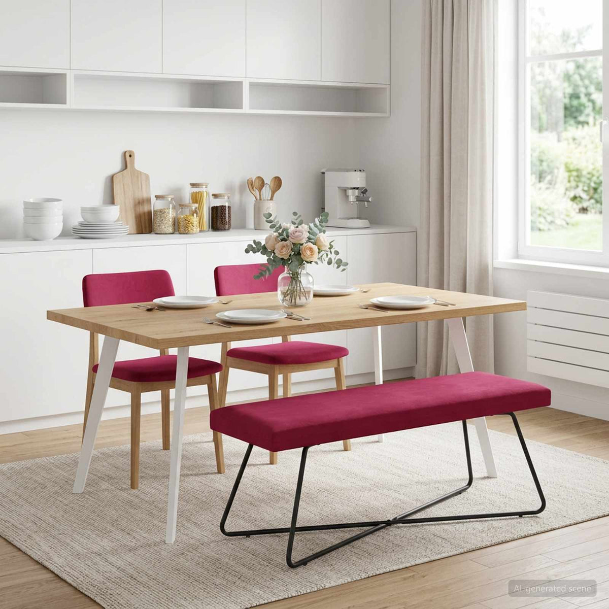 bænk Vinrød 110 x 40 x 45 cm Fløjl
