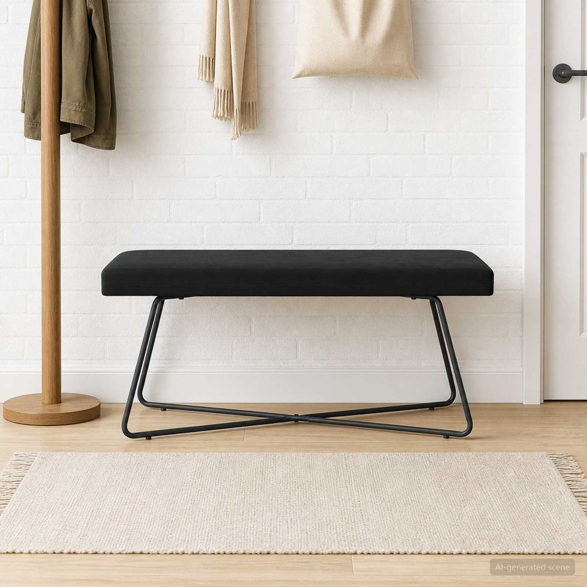 bænk Sort 110 x 40 x 45 cm Fløjl