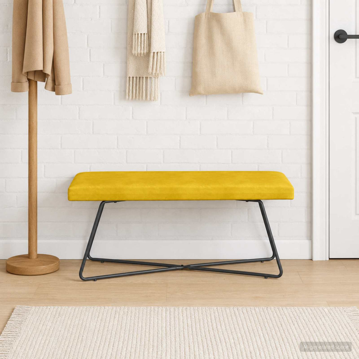 bænk Gul 110 x 40 x 45 cm Fløjl