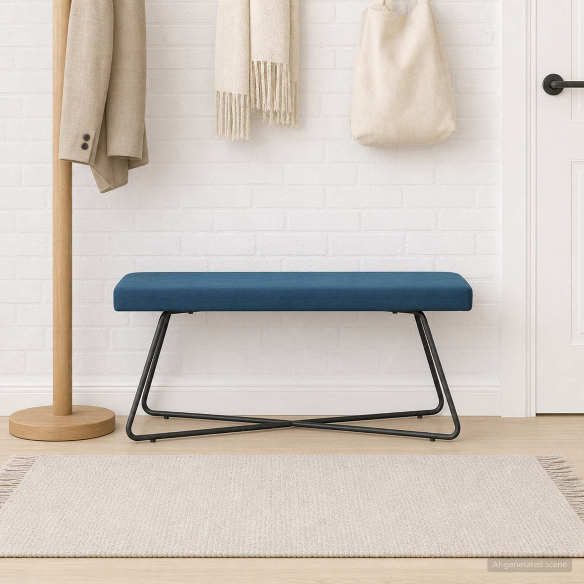bænk Blå 110 x 40 x 45 cm Fløjl