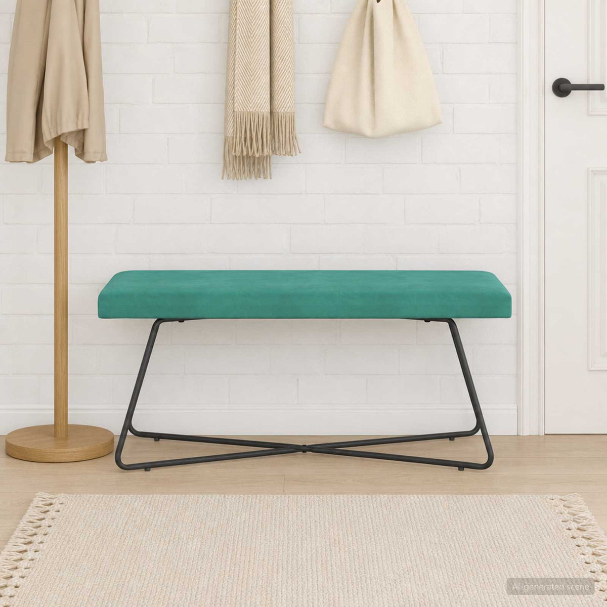 bænk Turkis 110 x 40 x 45 cm Fløjl
