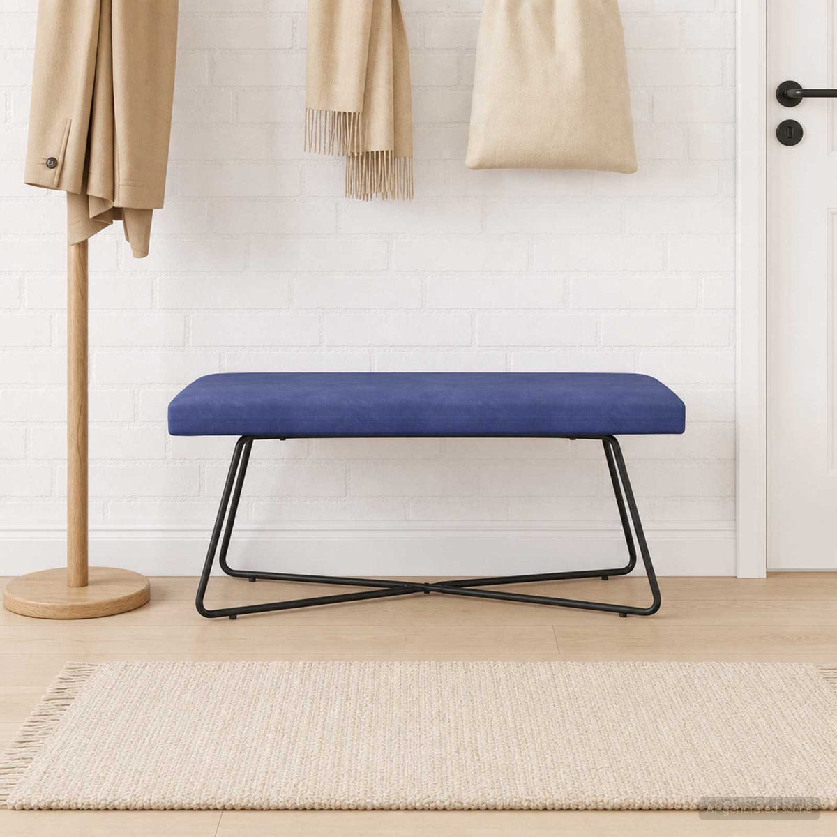 bænk Politi blå 110 x 40 x 45 cm Fløjl