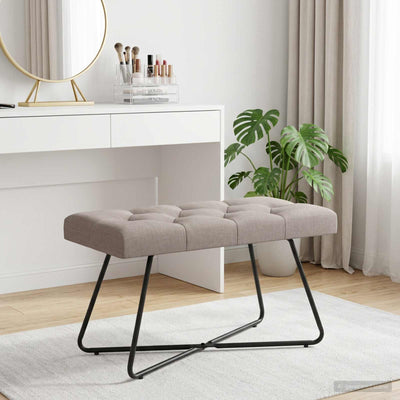 Bænk med knap tufting Gråbrun 80 x 40 x 46 cm Stof Knap tufted