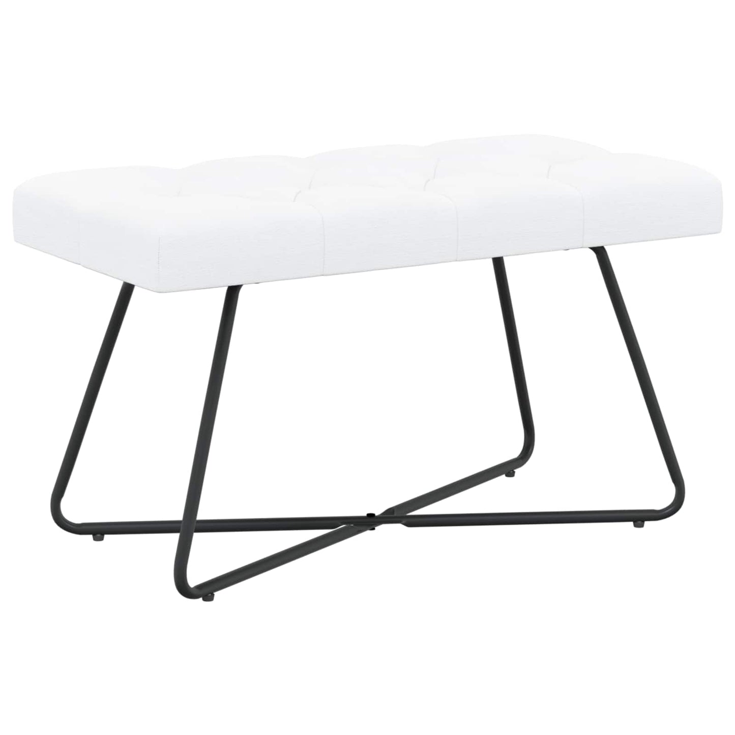 Bænk med knap tufting Hvid 80 x 40 x 46 cm Stof
