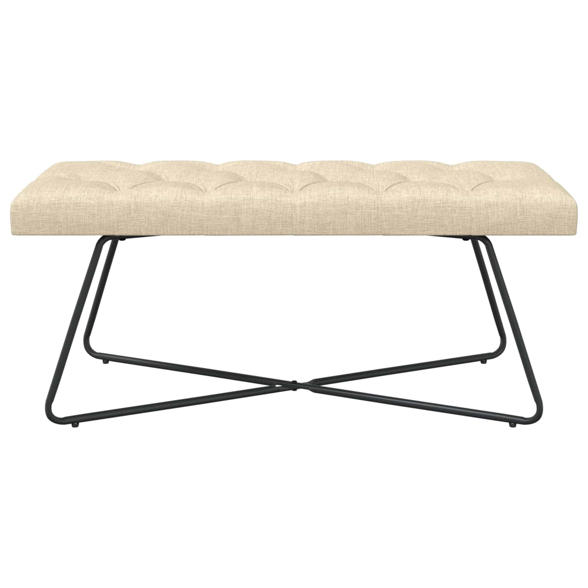 Bænk med knap tufting Cremefarvet 110 x 40 x 46 cm Stof