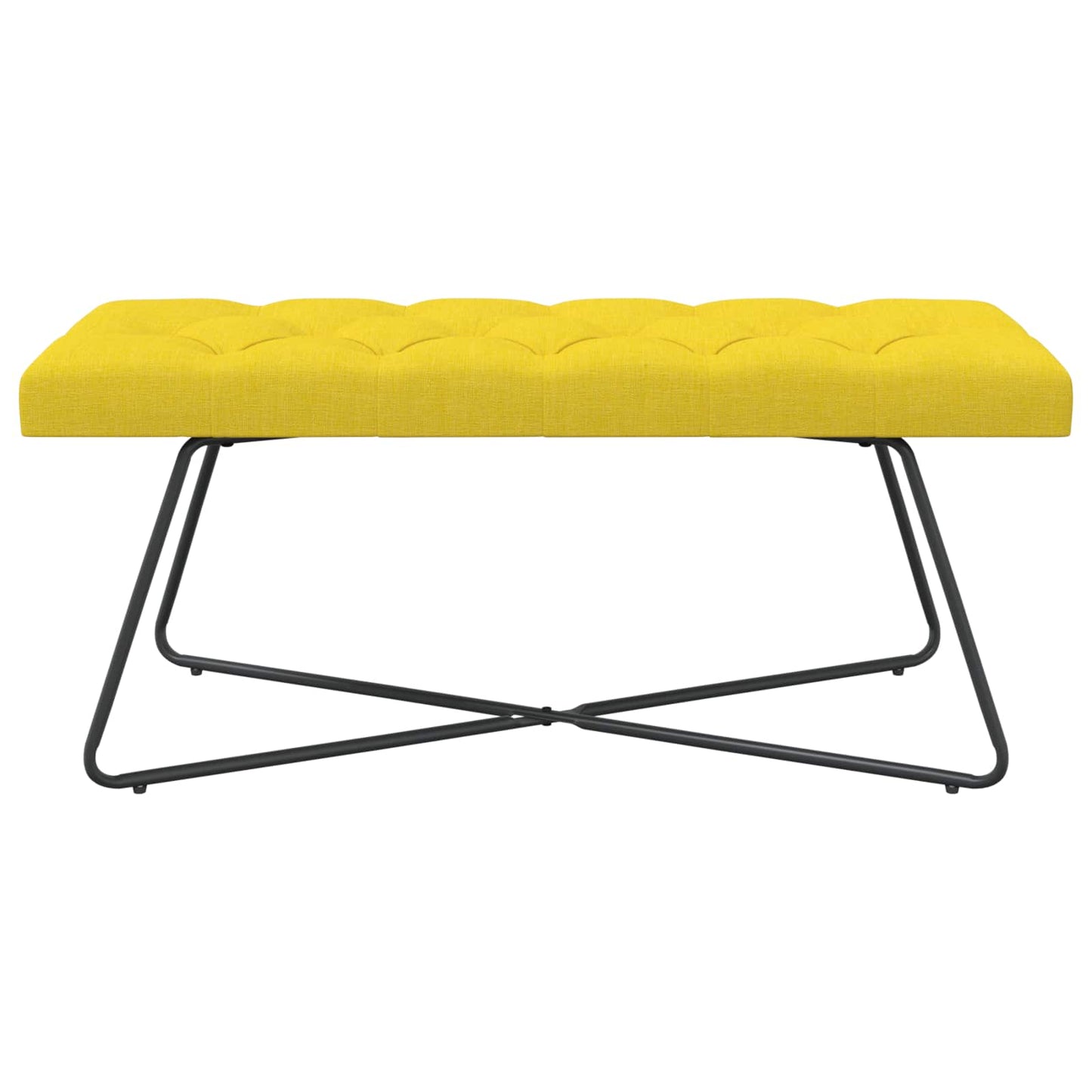 Bænk med knap tufting Lys Gul 110 x 40 x 46 cm Stof