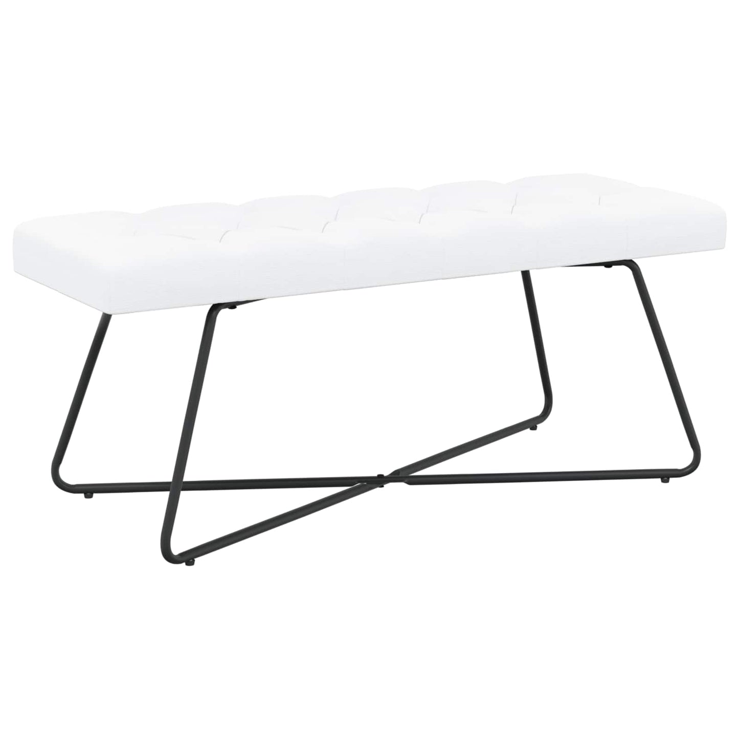 Bænk med knap tufting Hvid 110 x 40 x 46 cm Stof