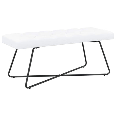 Bænk med knap tufting Hvid 110 x 40 x 46 cm Stof