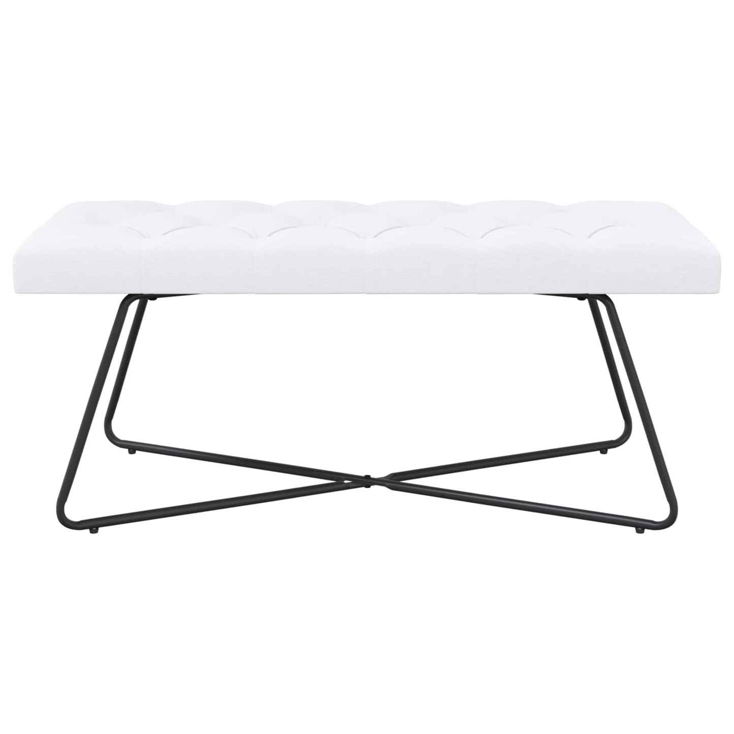 Bænk med knap tufting Hvid 110 x 40 x 46 cm Stof