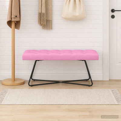 Bænk med knap tufting Lyserød 110 x 40 x 46 cm Stof