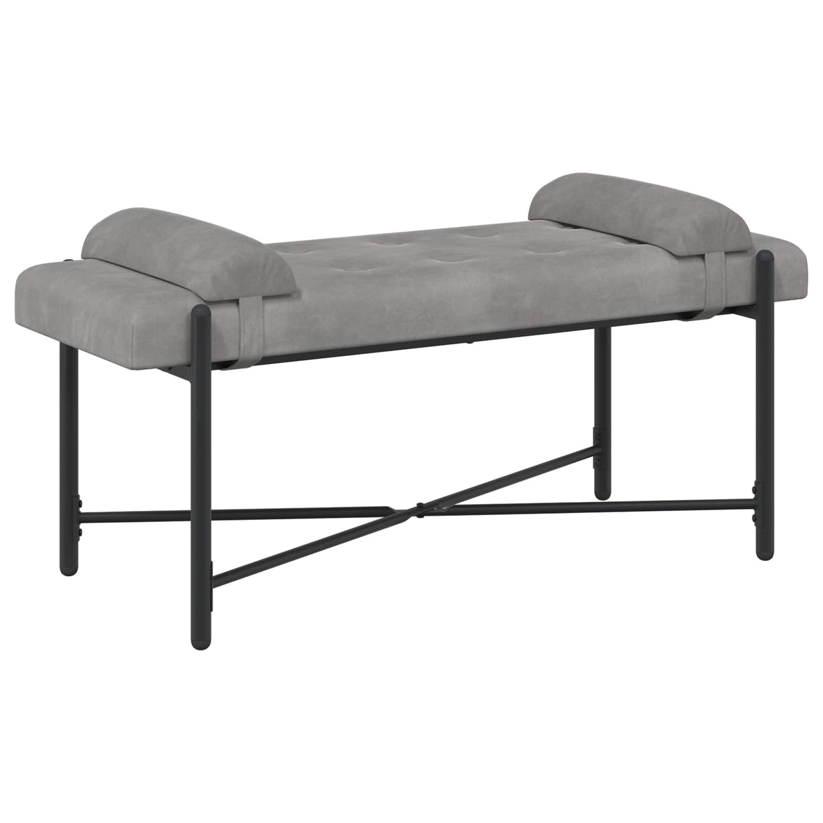 Knappet bænk med puder Lysegrå 110 x 40 x 46 cm Fløjl