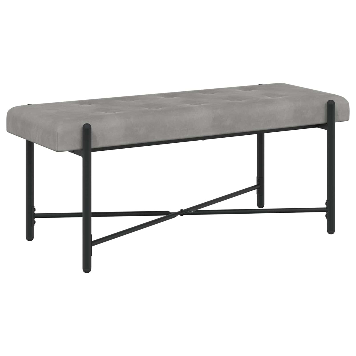 Knappet bænk med puder Lysegrå 110 x 40 x 46 cm Fløjl
