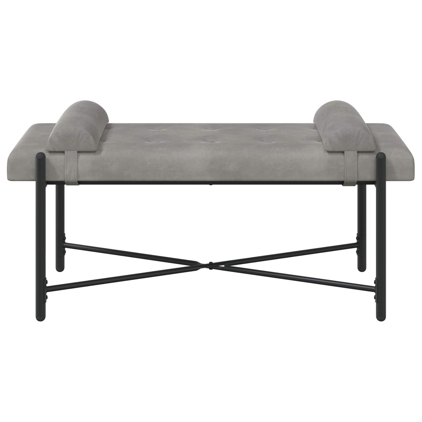 Knappet bænk med puder Lysegrå 110 x 40 x 46 cm Fløjl