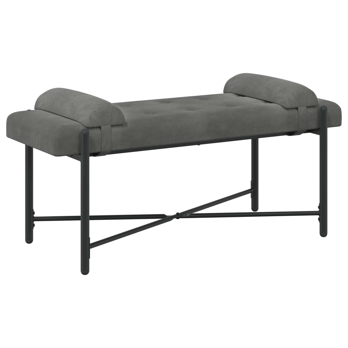 Knappet bænk med puder Mørkegrå 110 x 40 x 46 cm Fløjl