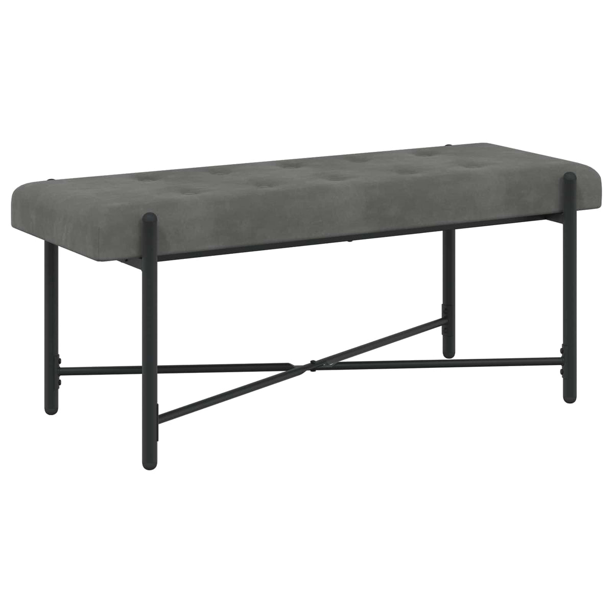 Knappet bænk med puder Mørkegrå 110 x 40 x 46 cm Fløjl