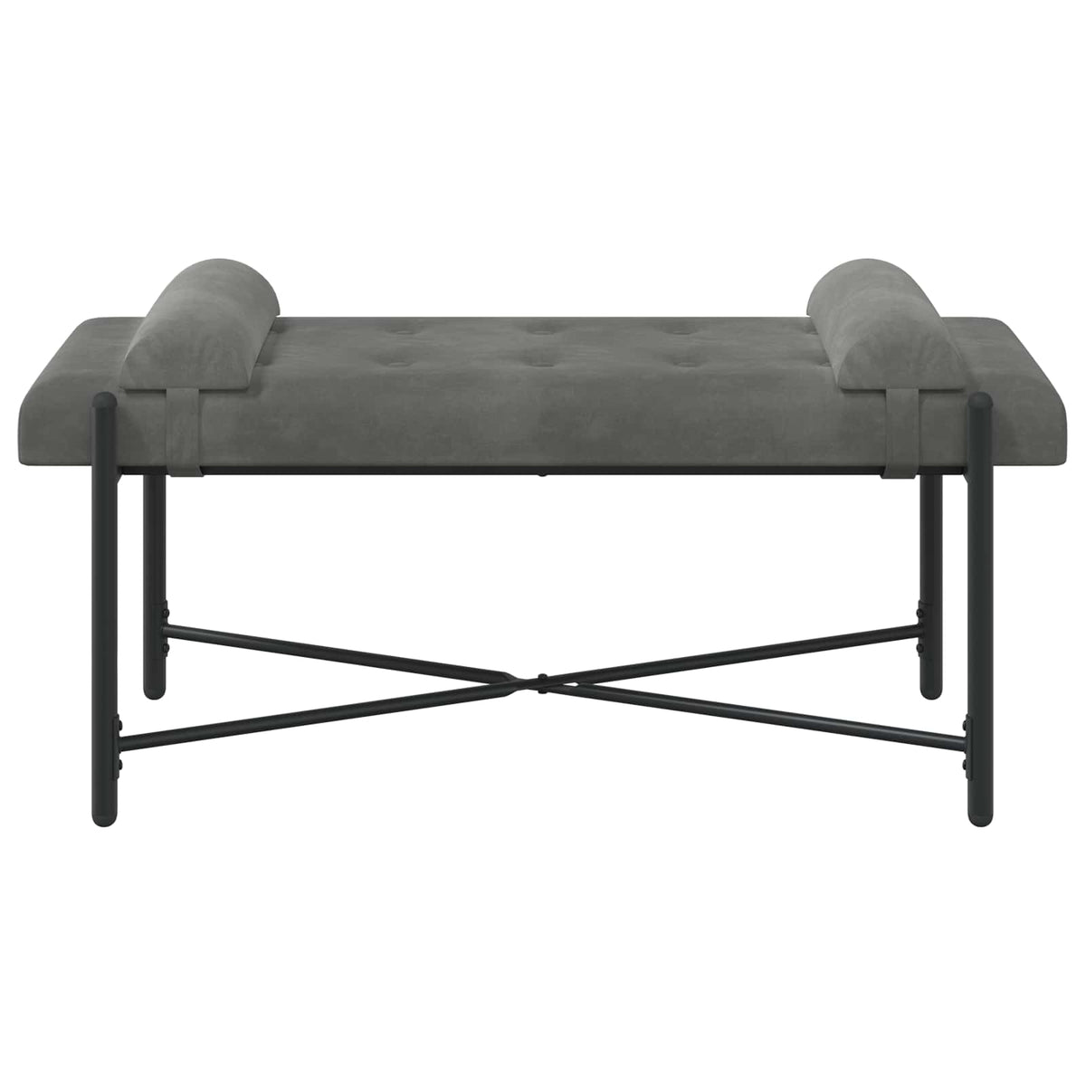 Knappet bænk med puder Mørkegrå 110 x 40 x 46 cm Fløjl