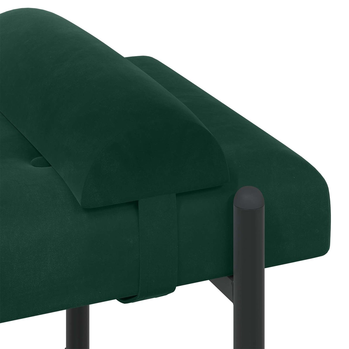 Knappet bænk med puder Mørkegrøn 110 x 40 x 46 cm Fløjl