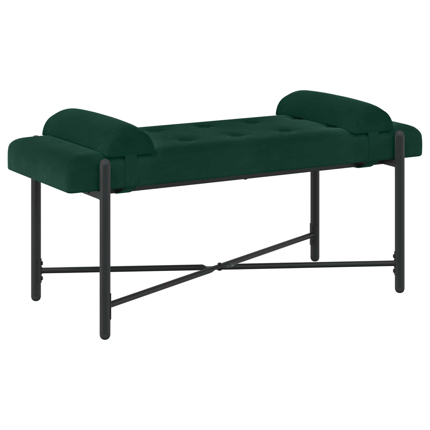 Knappet bænk med puder Mørkegrøn 110 x 40 x 46 cm Fløjl