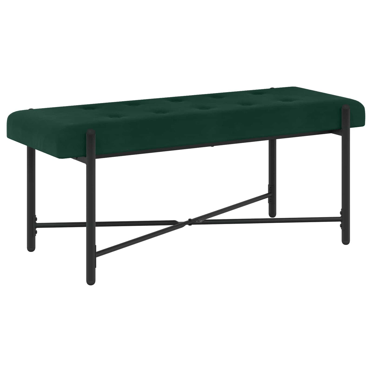 Knappet bænk med puder Mørkegrøn 110 x 40 x 46 cm Fløjl