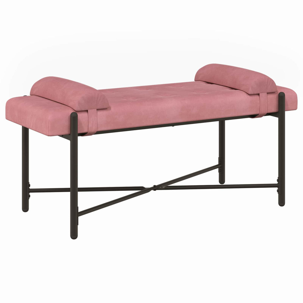 Knappet bænk med puder Lyserød 110 x 40 x 46 cm Fløjl