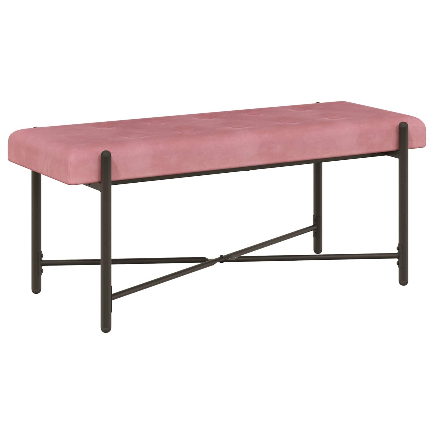 Knappet bænk med puder Lyserød 110 x 40 x 46 cm Fløjl