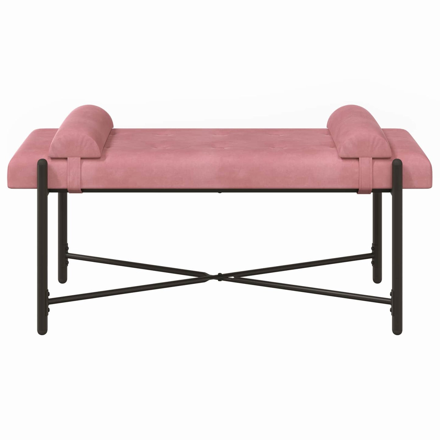 Knappet bænk med puder Lyserød 110 x 40 x 46 cm Fløjl