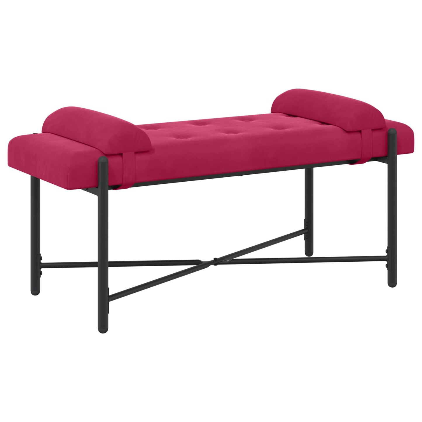 Knappet bænk med puder Vinrød 110 x 40 x 46 cm Fløjl