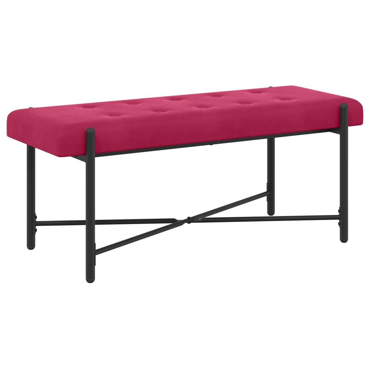 Knappet bænk med puder Vinrød 110 x 40 x 46 cm Fløjl