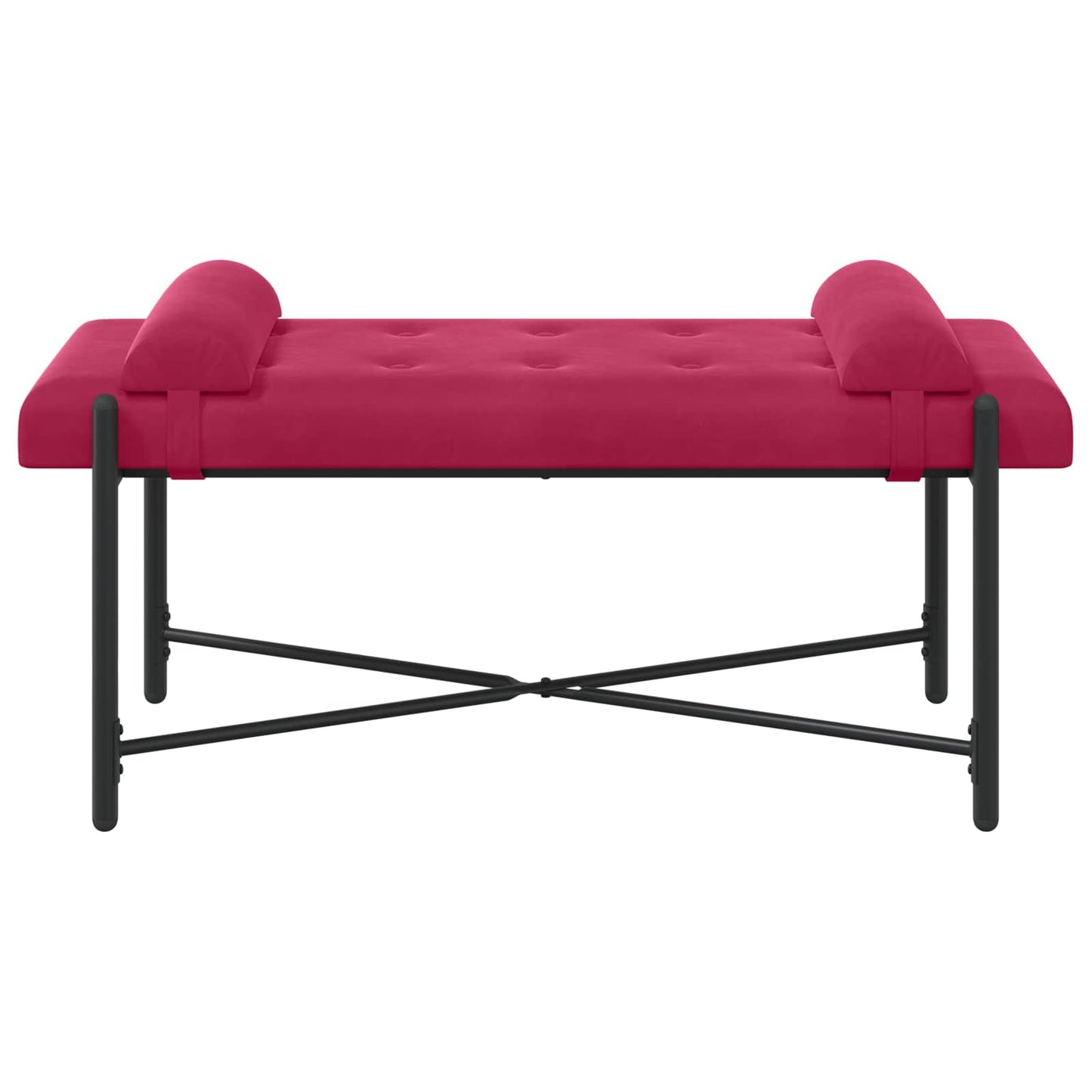 Knappet bænk med puder Vinrød 110 x 40 x 46 cm Fløjl