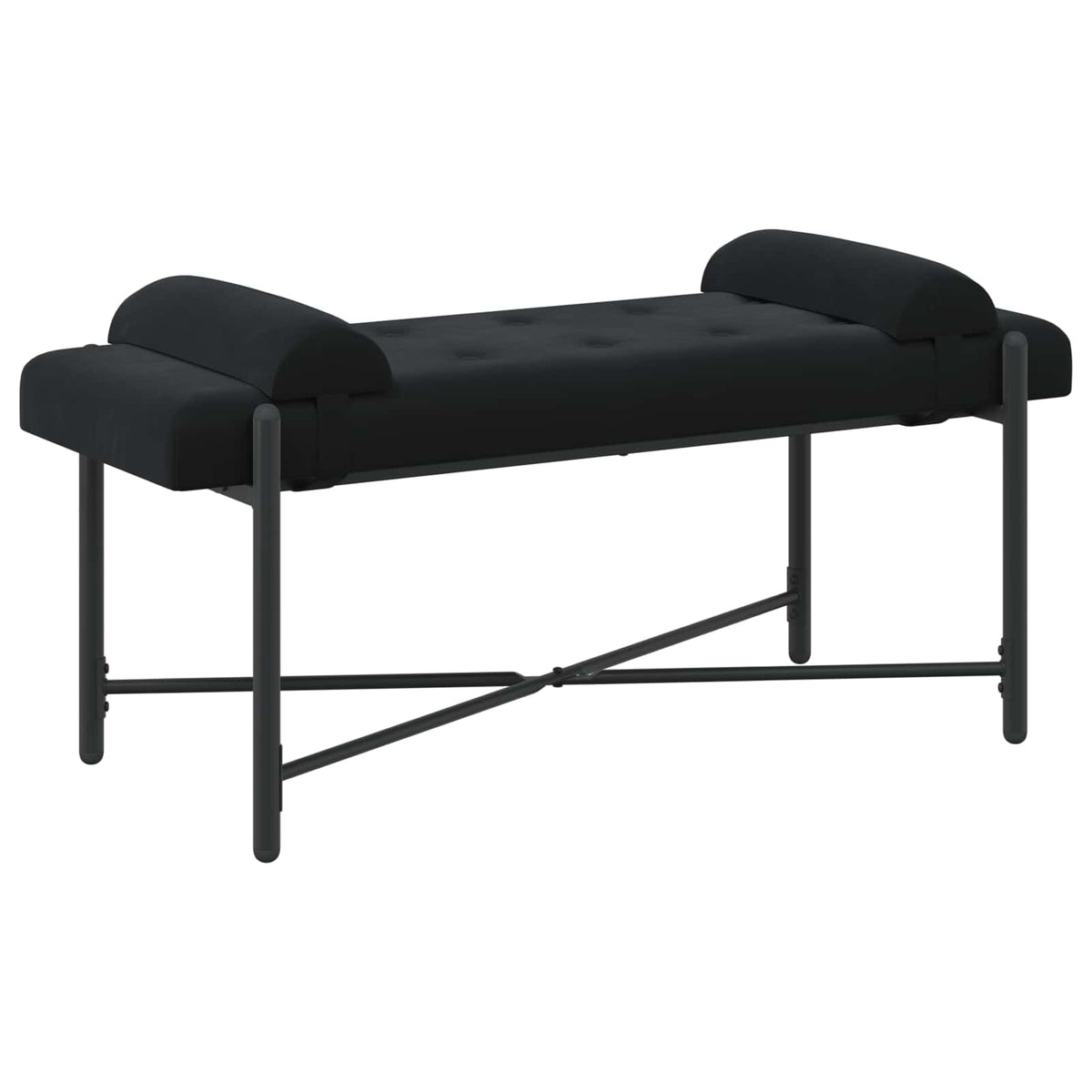 Knappet bænk med puder Sort 110 x 40 x 46 cm Fløjl