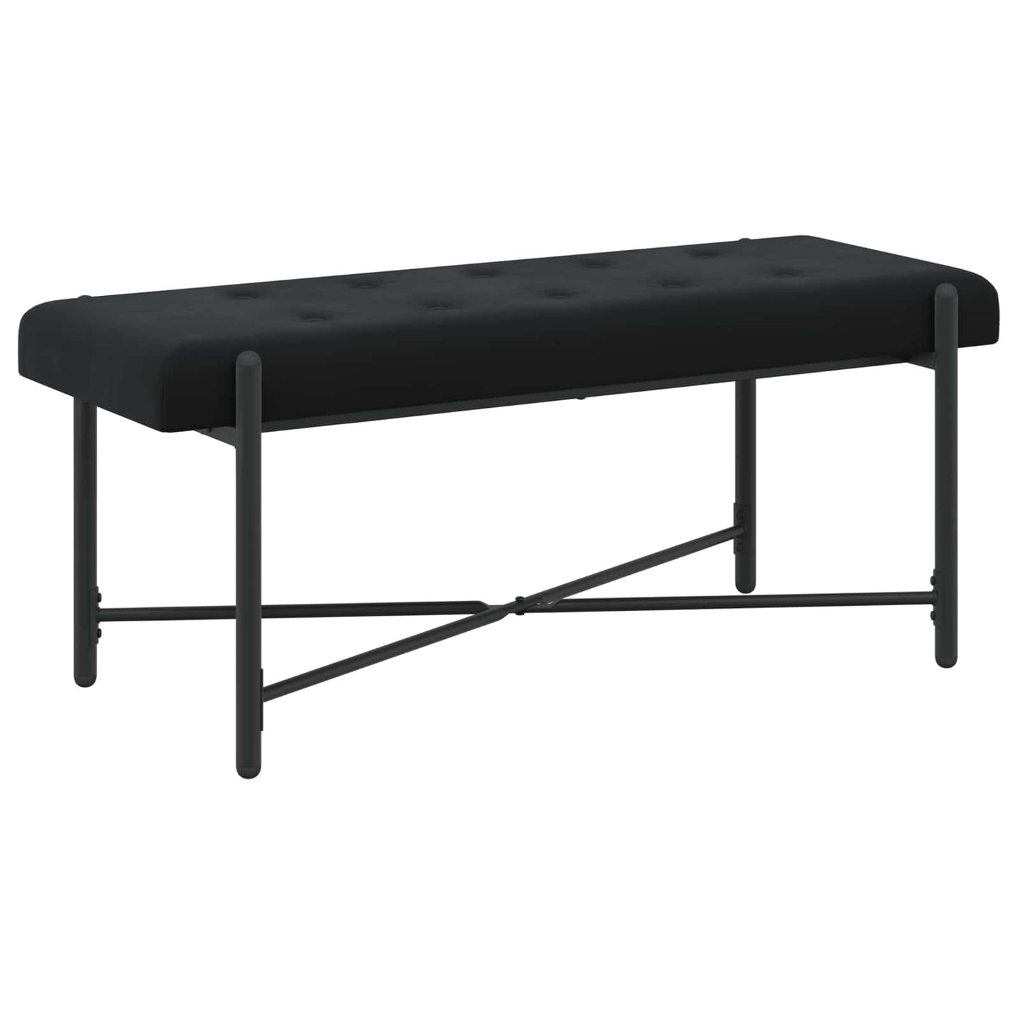 Knappet bænk med puder Sort 110 x 40 x 46 cm Fløjl
