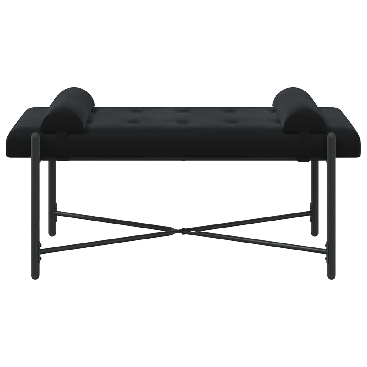 Knappet bænk med puder Sort 110 x 40 x 46 cm Fløjl