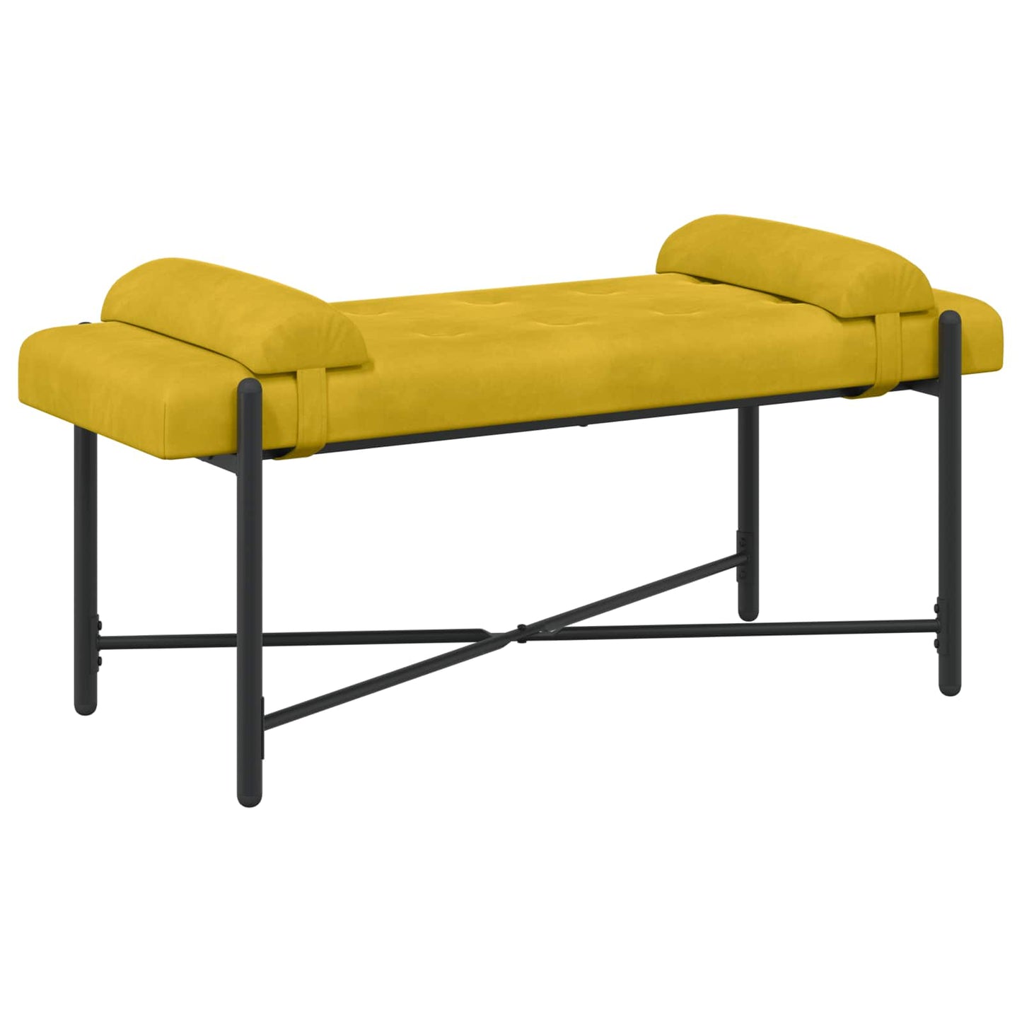 Knappet bænk med puder Gul 110 x 40 x 46 cm Fløjl