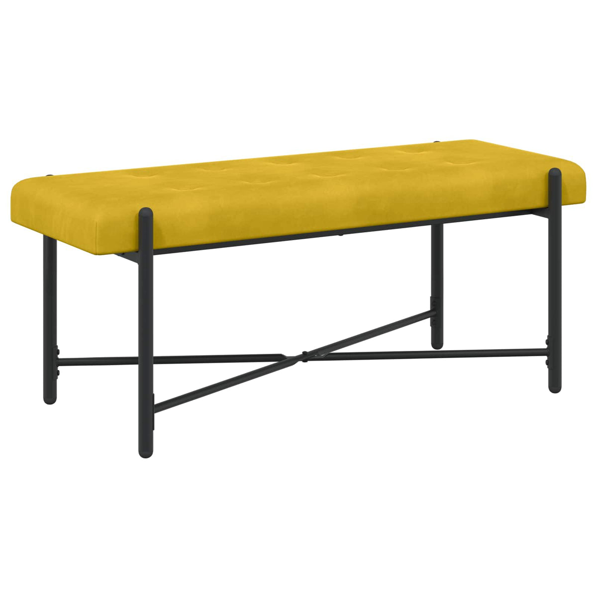 Knappet bænk med puder Gul 110 x 40 x 46 cm Fløjl