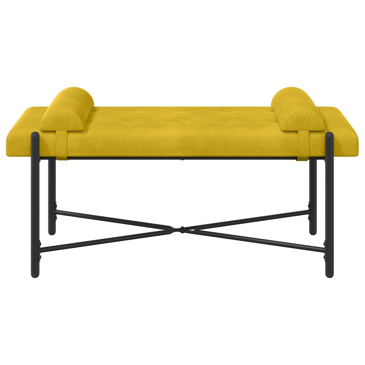 Knappet bænk med puder Gul 110 x 40 x 46 cm Fløjl