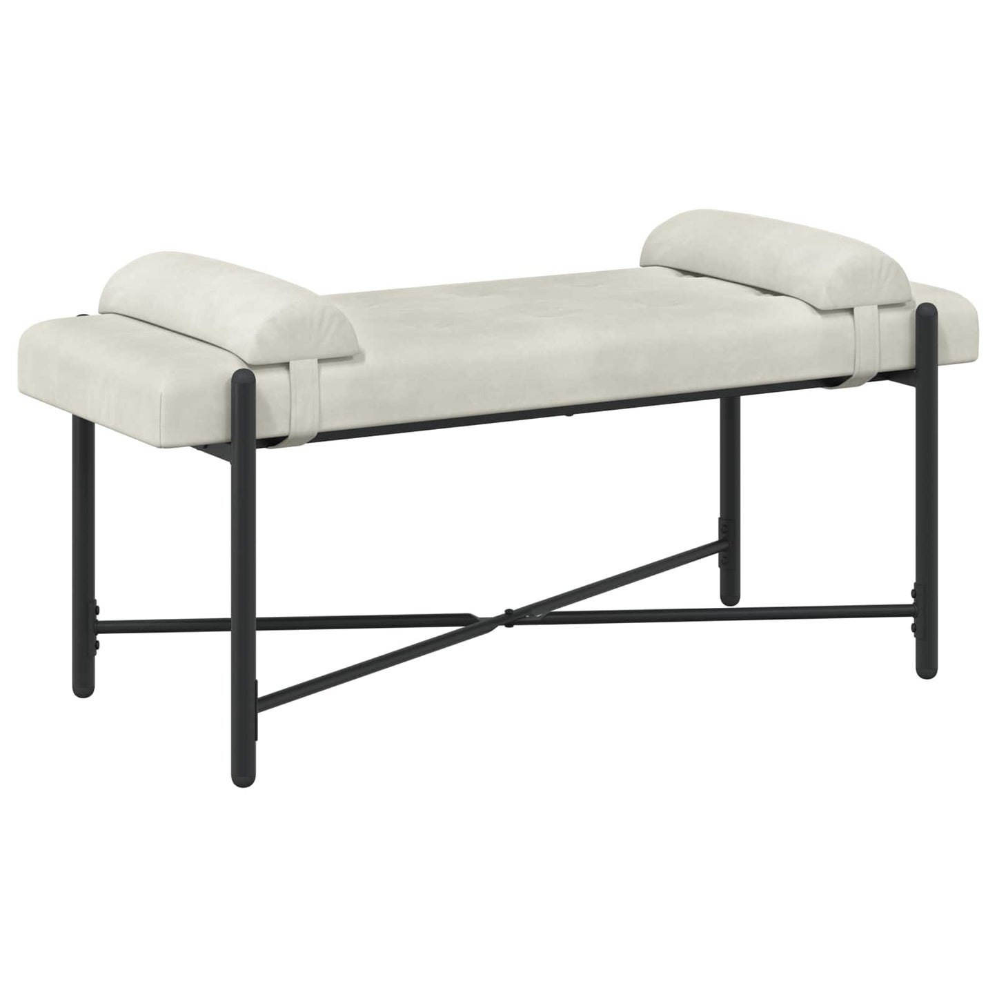 Knappet bænk med puder Cremefarvet 110 x 40 x 46 cm Fløjl