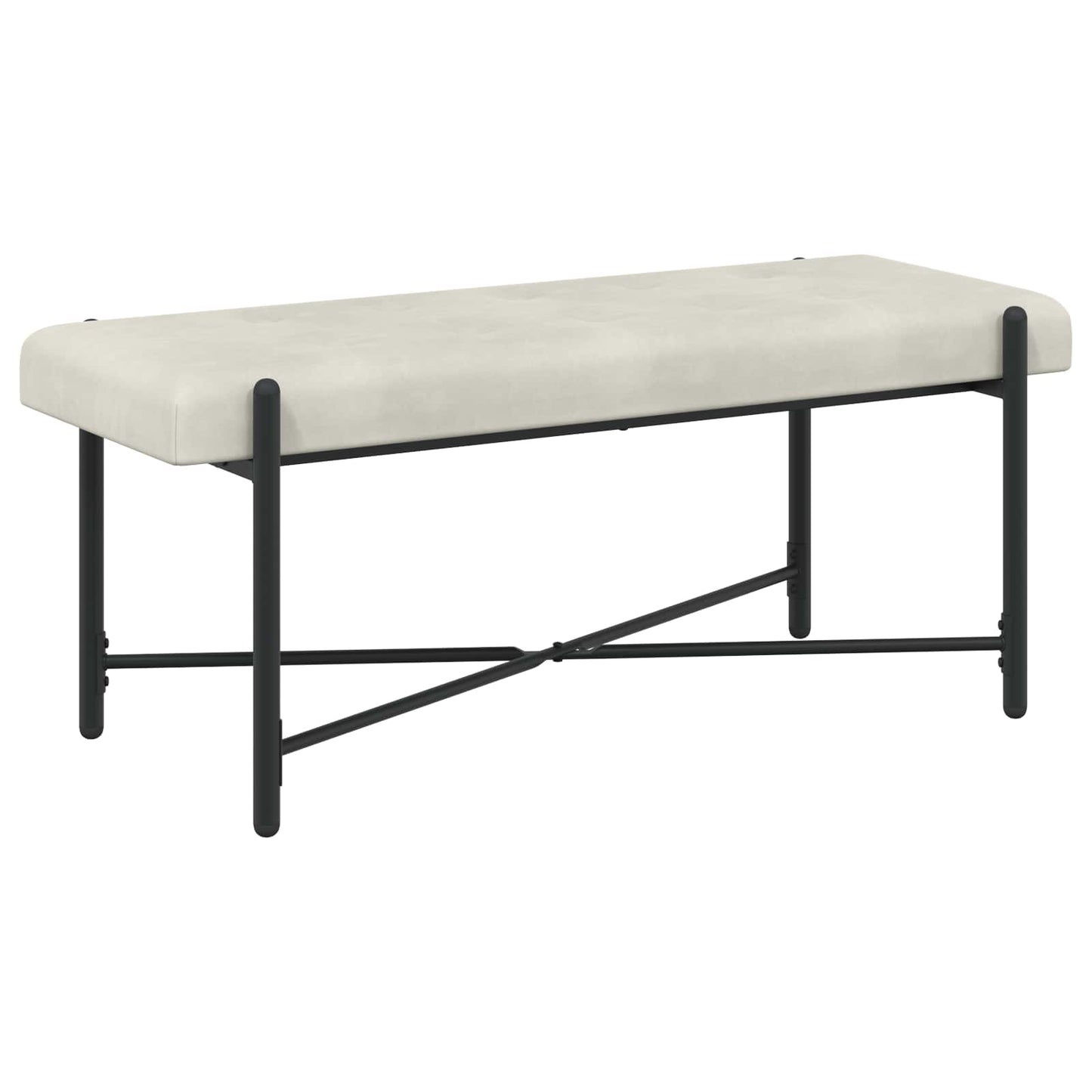 Knappet bænk med puder Cremefarvet 110 x 40 x 46 cm Fløjl