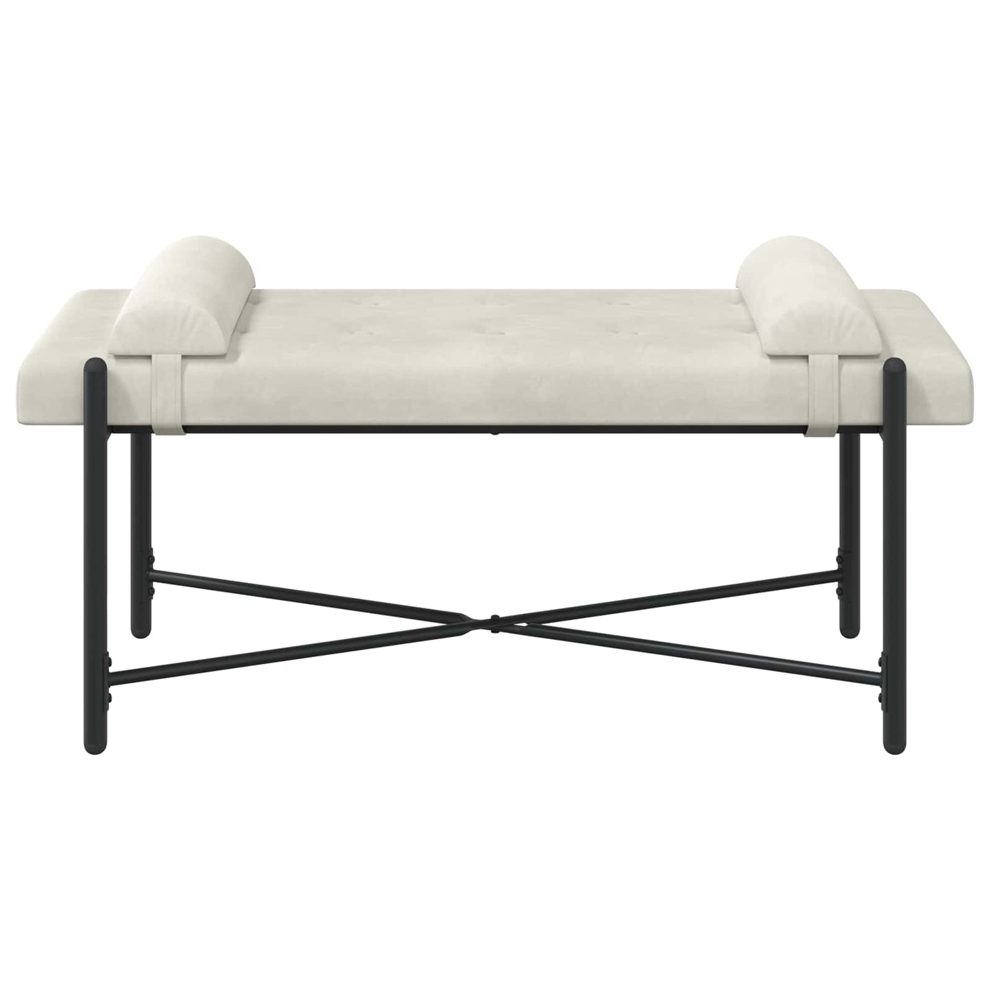 Knappet bænk med puder Cremefarvet 110 x 40 x 46 cm Fløjl