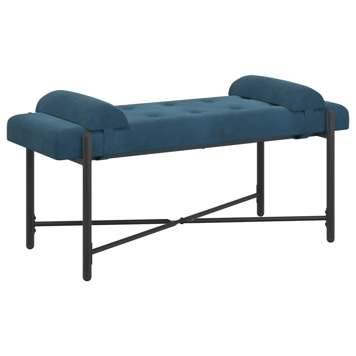 Knappet bænk med puder Blå 110 x 40 x 46 cm Fløjl