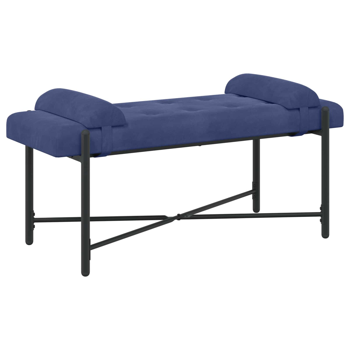Knappet bænk med puder Politi blå 110 x 40 x 46 cm Fløjl
