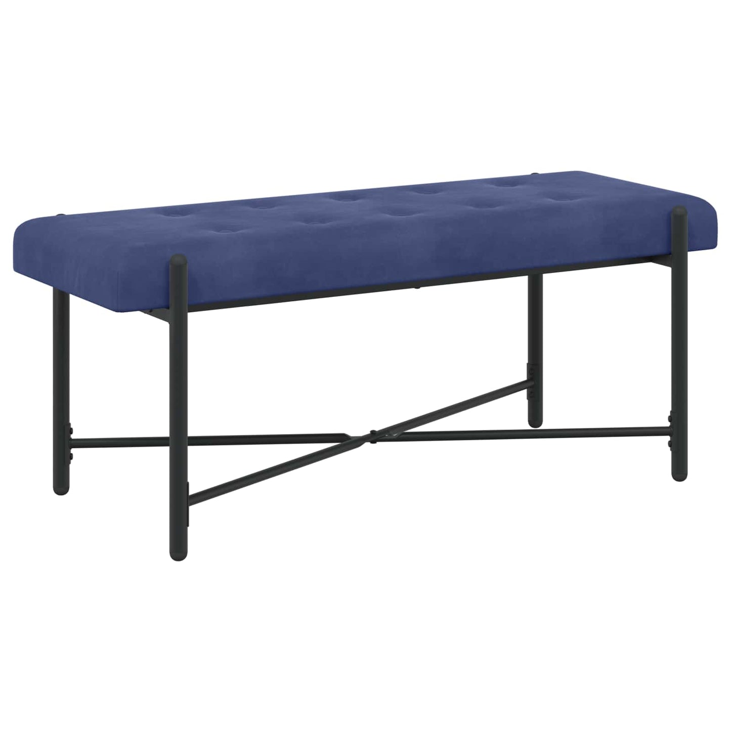 Knappet bænk med puder Politi blå 110 x 40 x 46 cm Fløjl