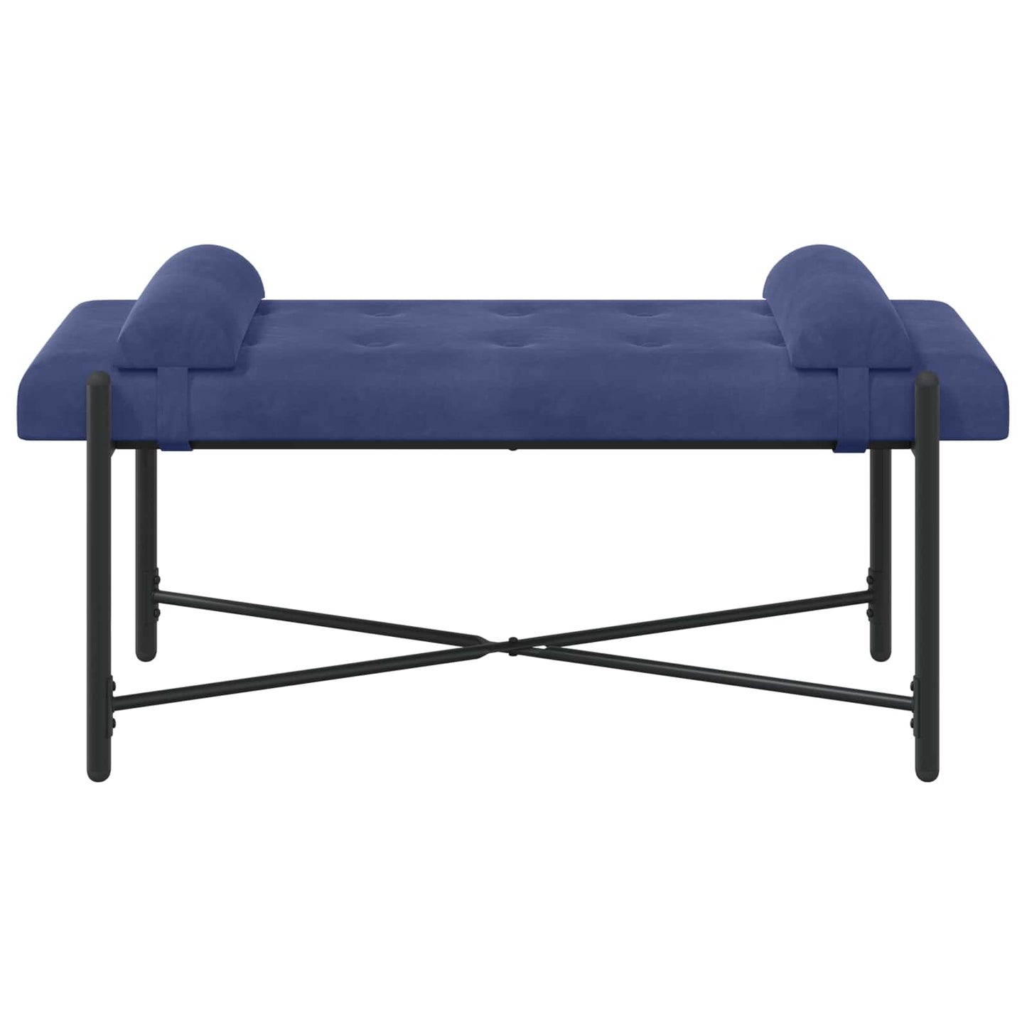 Knappet bænk med puder Politi blå 110 x 40 x 46 cm Fløjl