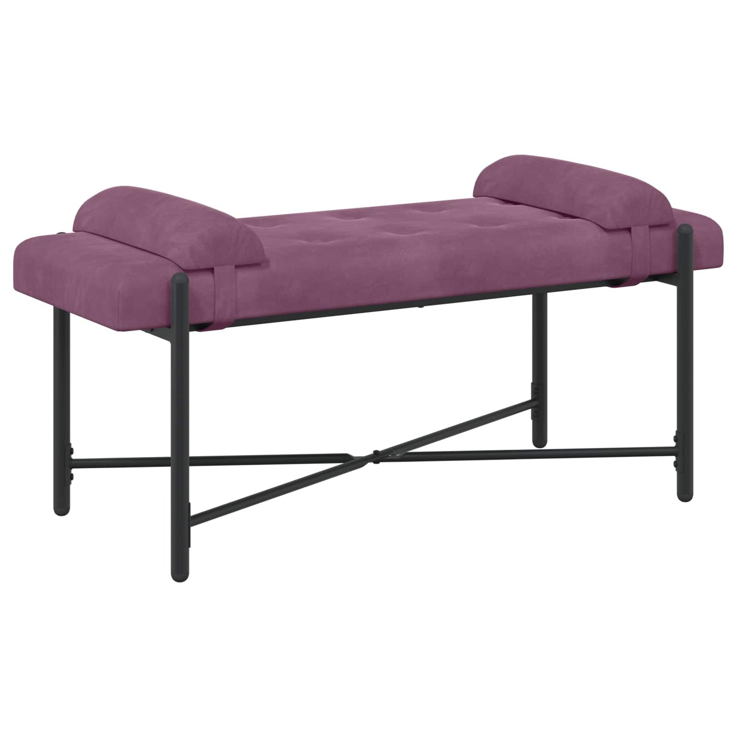 Knappet bænk med puder Lilla 110 x 40 x 46 cm Fløjl