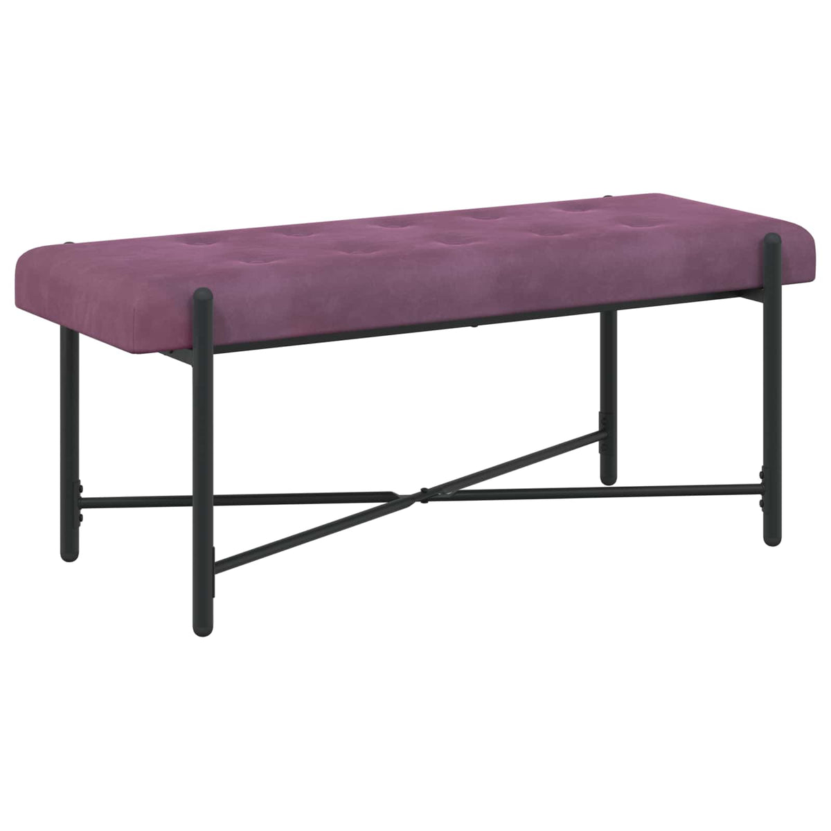 Knappet bænk med puder Lilla 110 x 40 x 46 cm Fløjl
